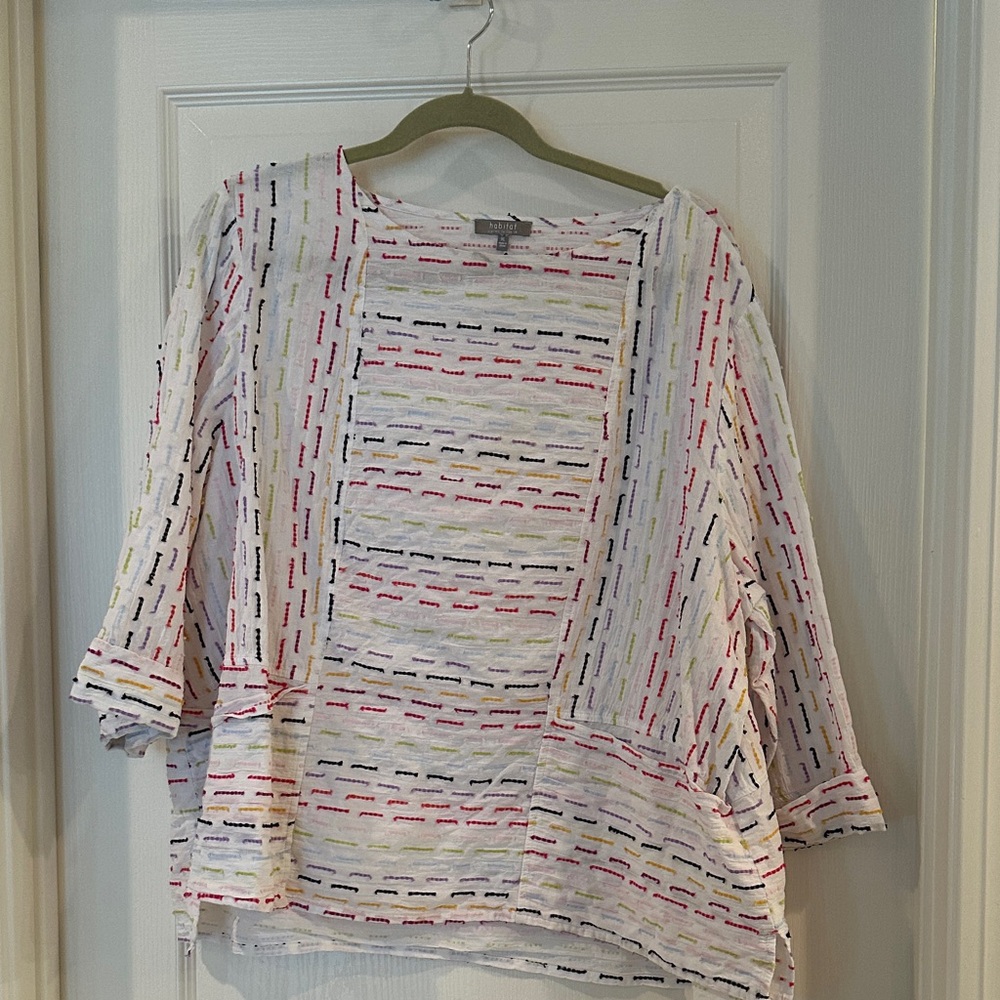 Habitat White Blouse with Multicolor Stripes